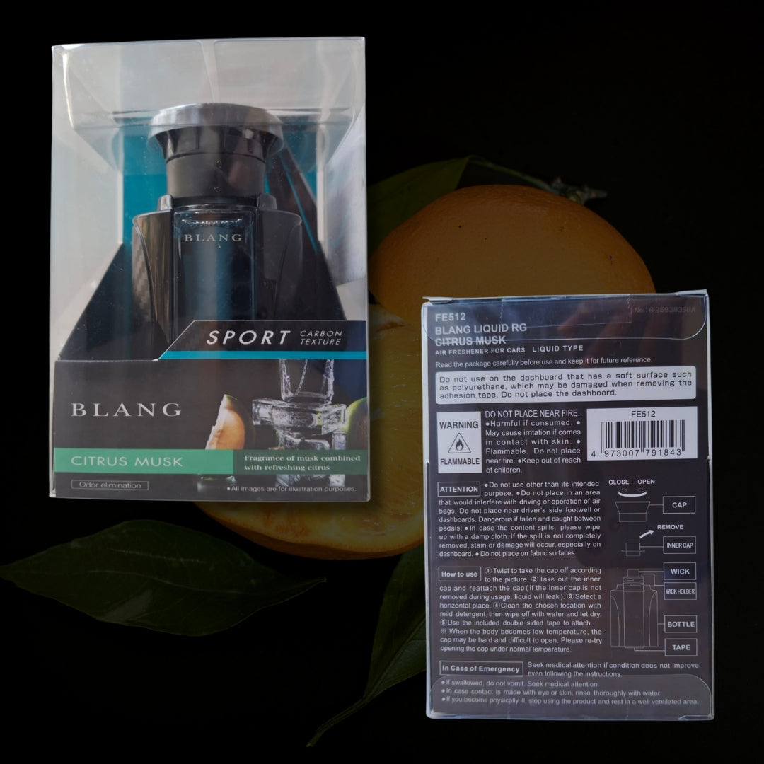 Carmate Blang Liquid RG Citrus Musk Car Air Freshener – 100ml Long Lasting Perfume with Elegant Design, Cup Holder & Dashboard Compatible
