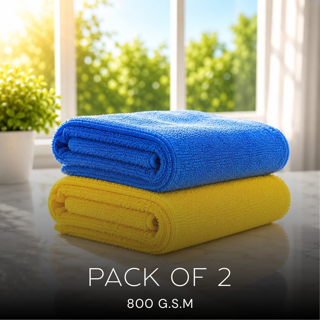 Microfiber Towel 800 GSM – Pack of 2 Premium Plush Car Drying & Buffing Towels