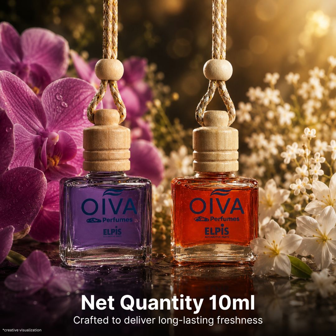 Elpis OIVA Orchid Bloom + Classic Musk Car Perfume Combo (Pack of 2) – Long-Lasting Luxury Car Air Freshener with Lemon Citrus, Jasmine, Lily, Lavender & Musky Amber Notes