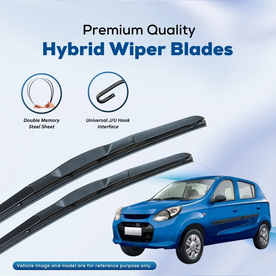 Premium hybrid wiper blades with double memory steel sheet and universal J/U hook for cars