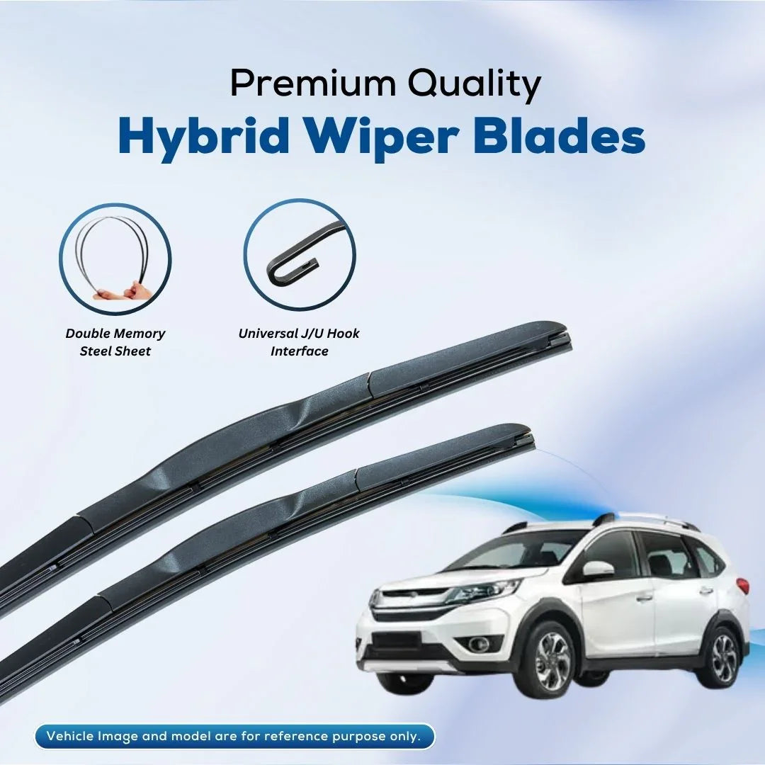 Premium hybrid wiper blades with double memory steel sheet and universal J/U hook interface for cars