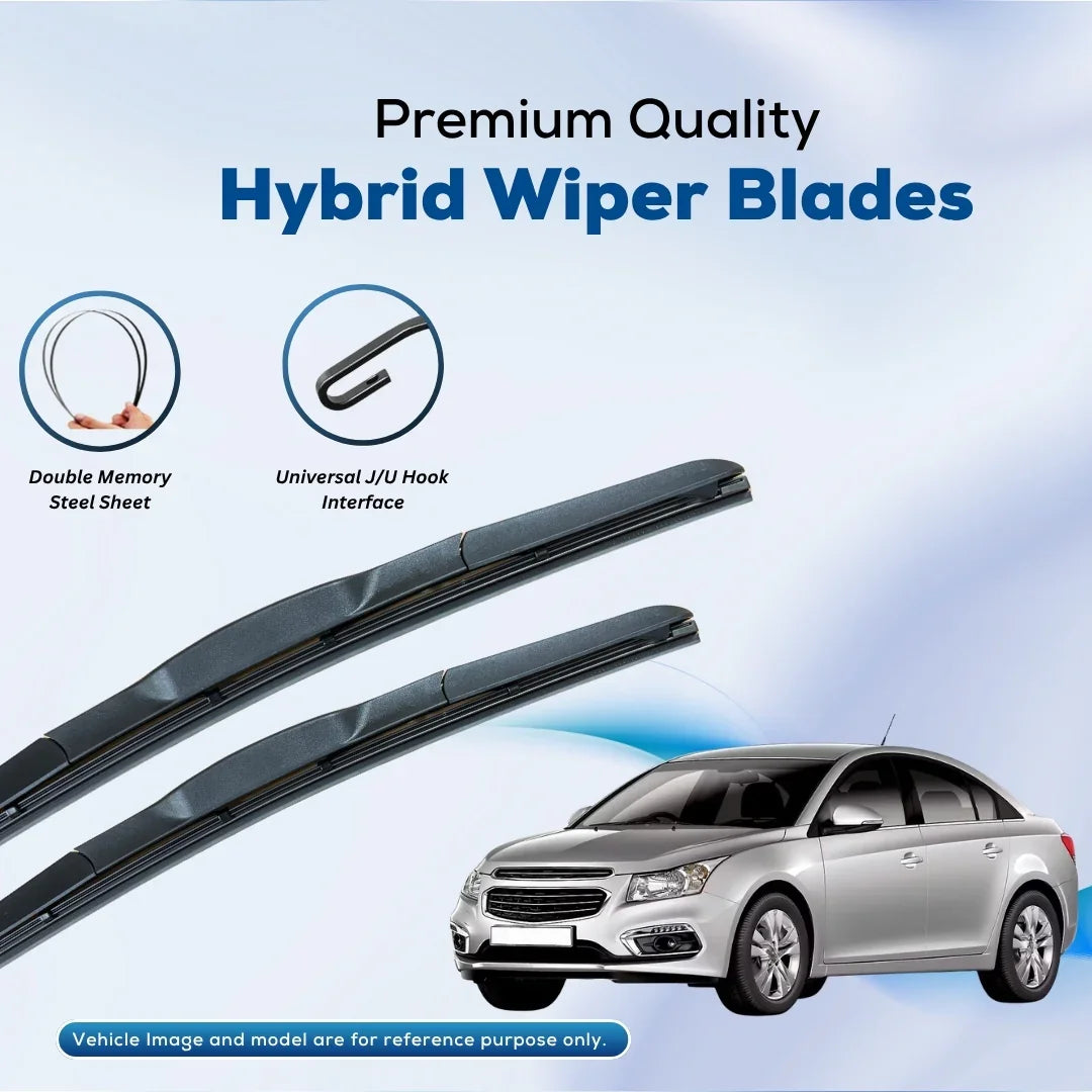 Premium hybrid wiper blades with double memory steel sheet and universal J/U hook interface for cars