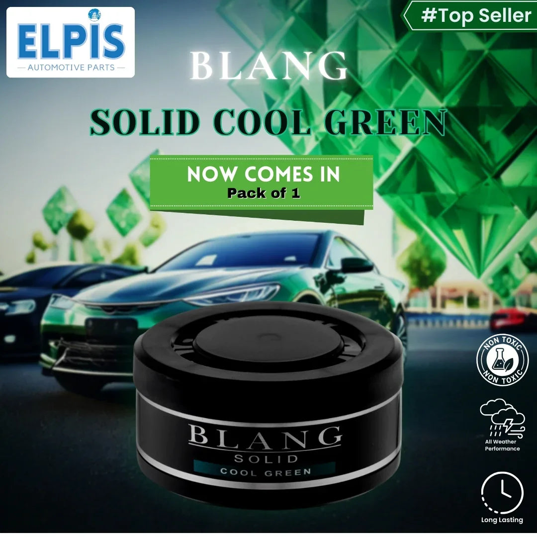 Blang Solid Air Freshener - Cool Green Scent, Long-Lasting Car Fragrance, Gel-Based, Non-Toxic - 60g
