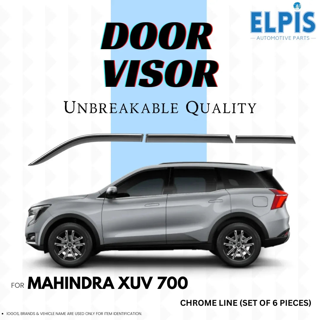 Chrome door visors for Mahindra XUV 700, unbreakable quality automotive accessory set of 6 pieces