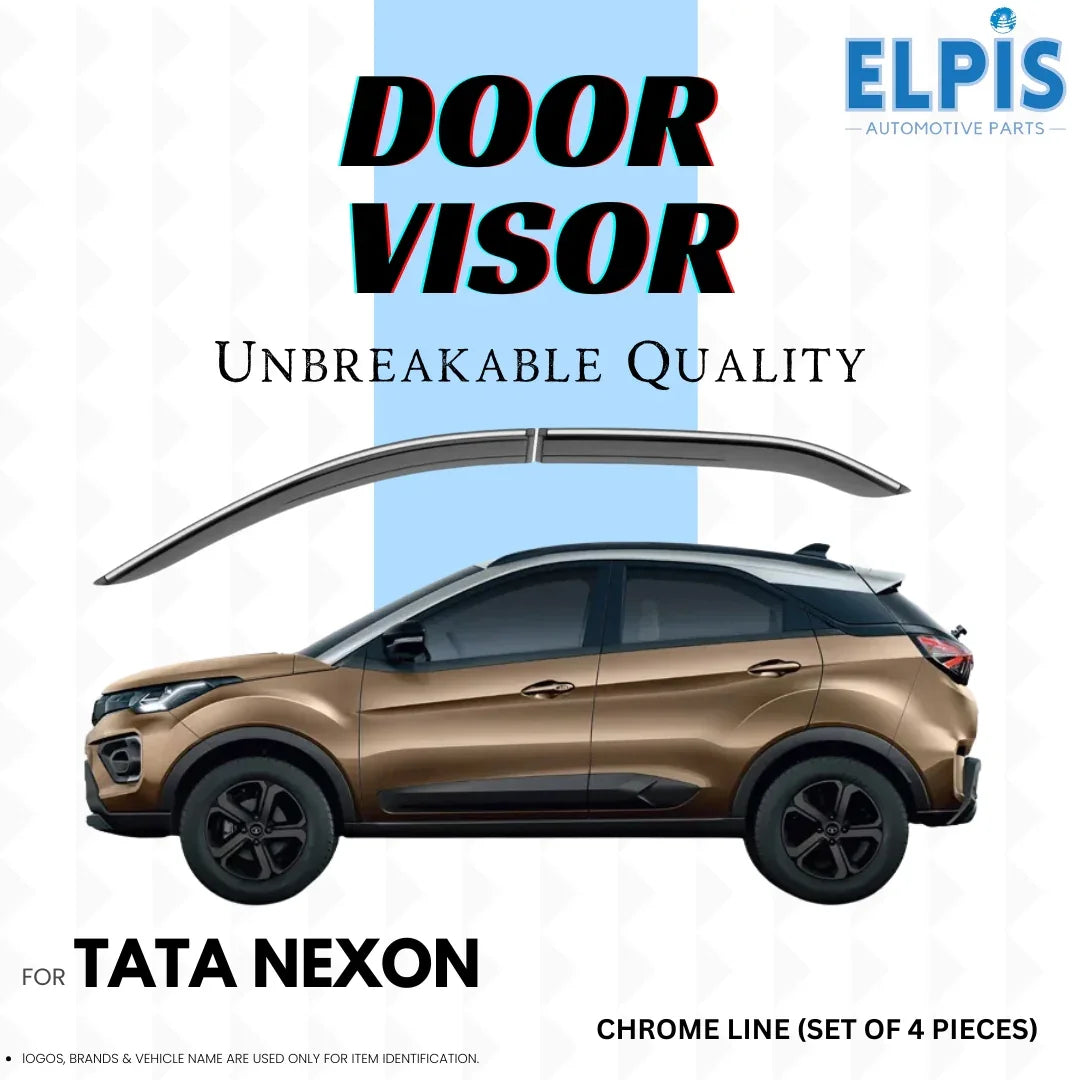 Door visor for Tata Nexon, chrome line set of 4, unbreakable quality automotive accessory