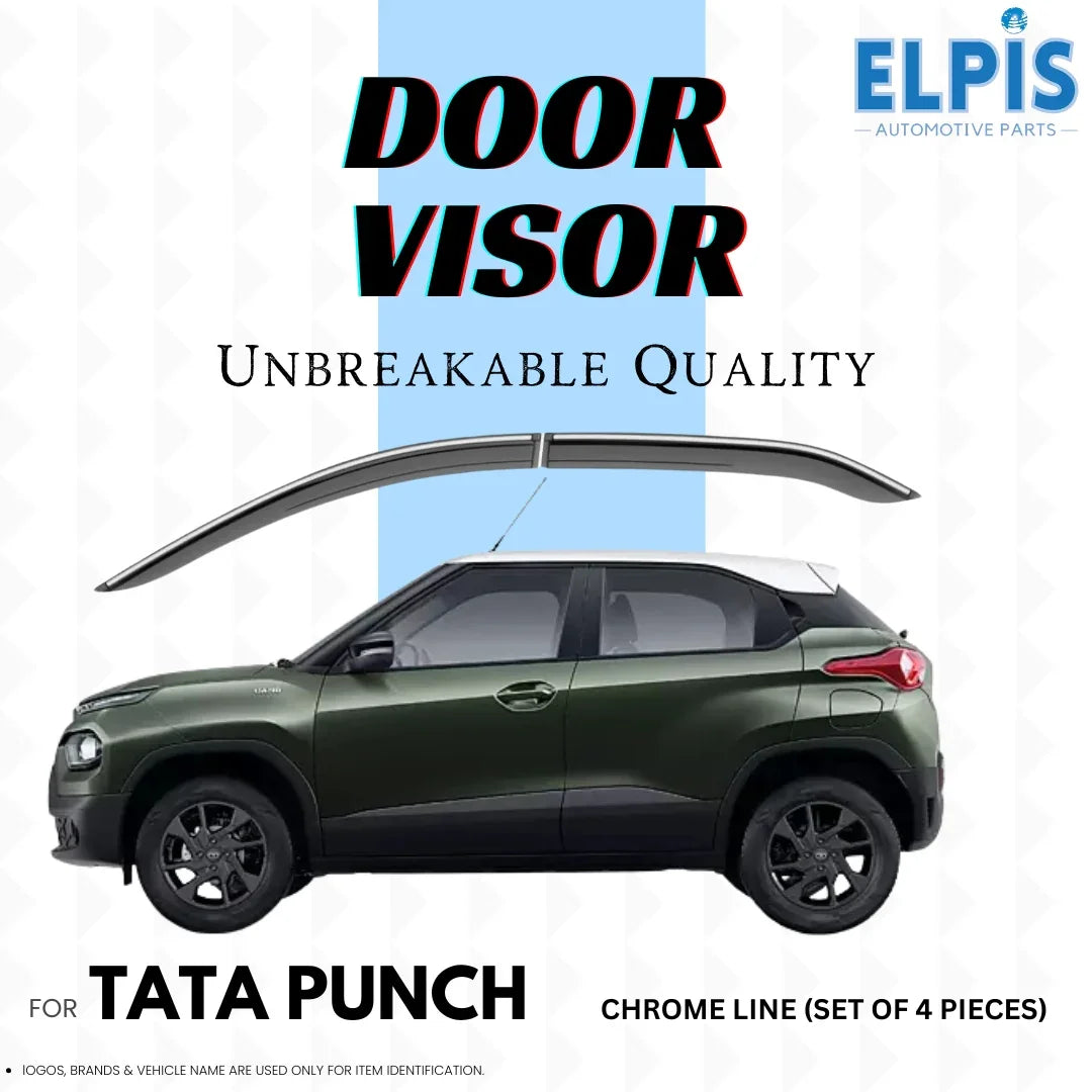 Door visor for Tata Punch, chrome line set of 4, unbreakable quality automotive accessory