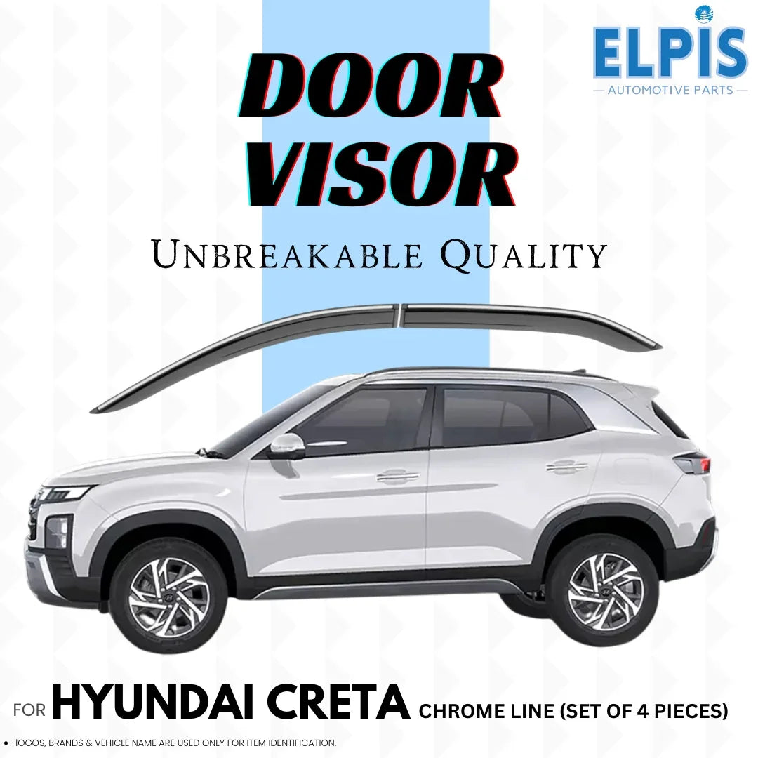 Door visor for Hyundai Creta, chrome line set of 4, unbreakable quality automotive accessory
