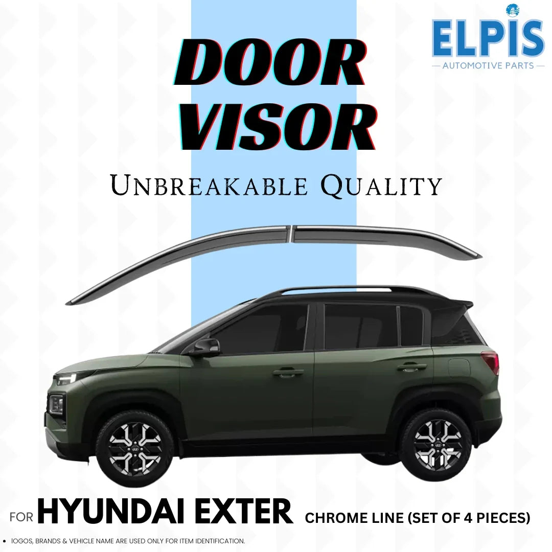Door visor for Hyundai Exter, chrome line set of 4, unbreakable quality car accessory