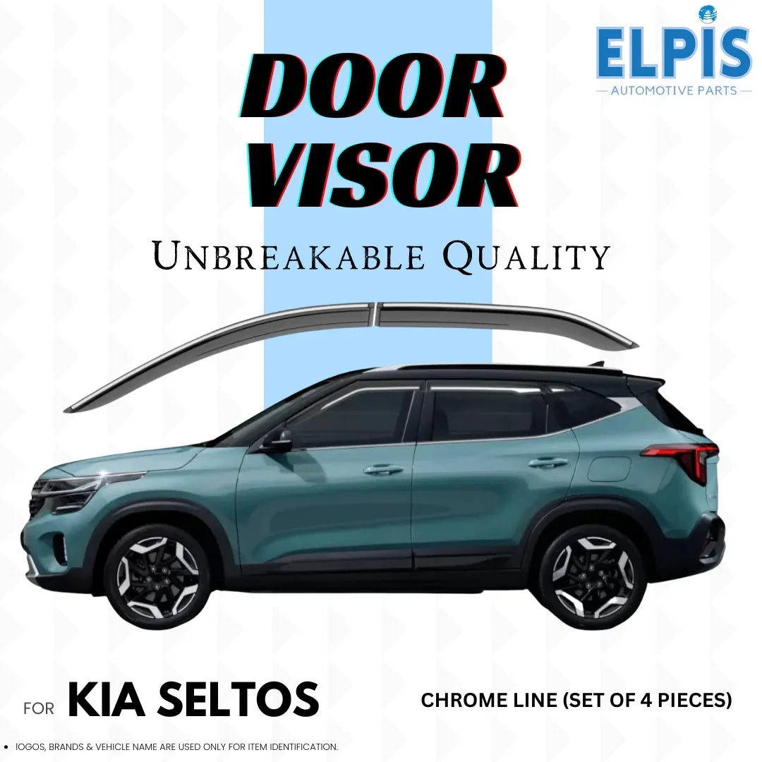 Chrome door visors for Kia Seltos, unbreakable quality, set of 4 pieces
