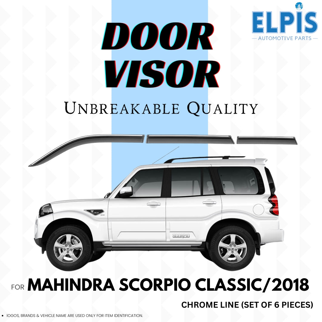 DOOR VISOR CHROME FOR MAHINDRA SCORPIO CLASSIC (2018 ONWARDS) SET OF 6