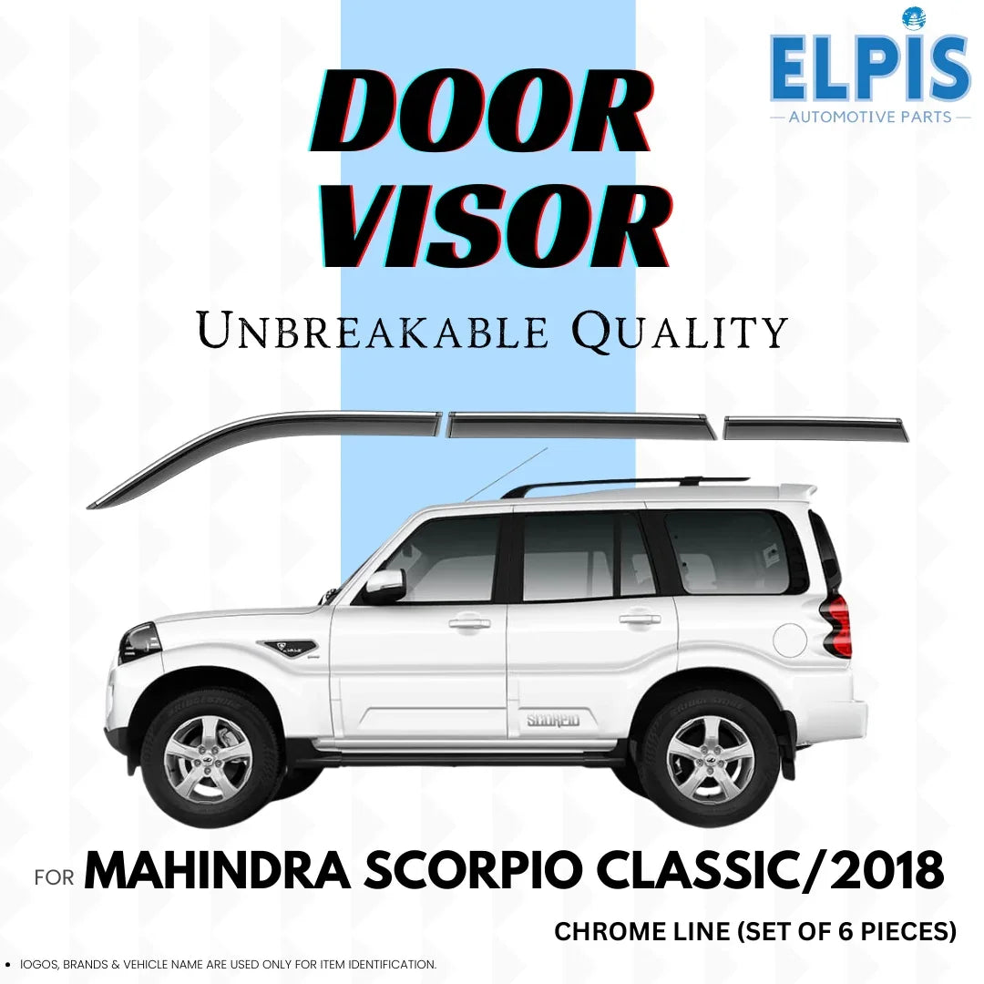 Door visor for Mahindra Scorpio Classic 2018, chrome line set of 6, unbreakable quality automotive accessory