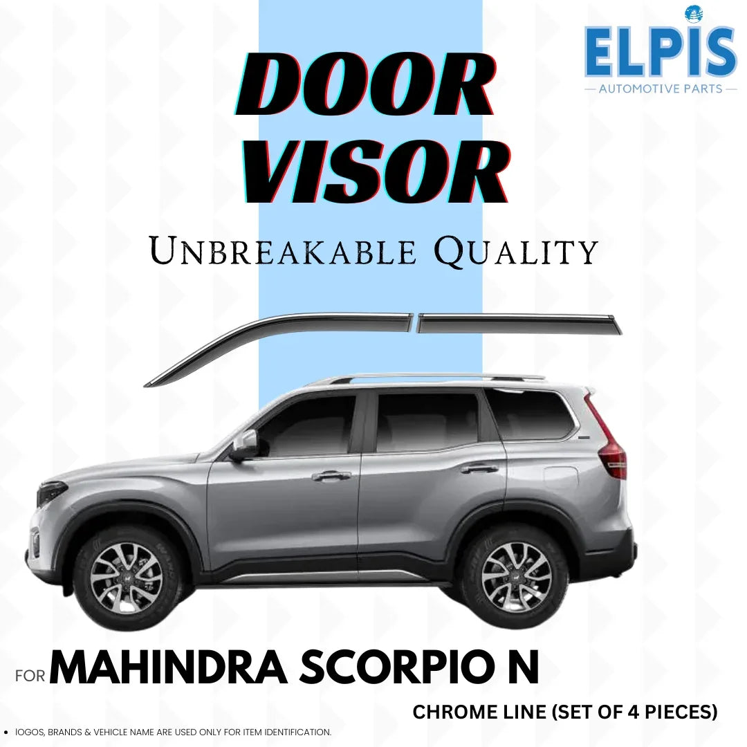 Door visor for Mahindra Scorpio N, chrome line set of 4, unbreakable quality car accessory