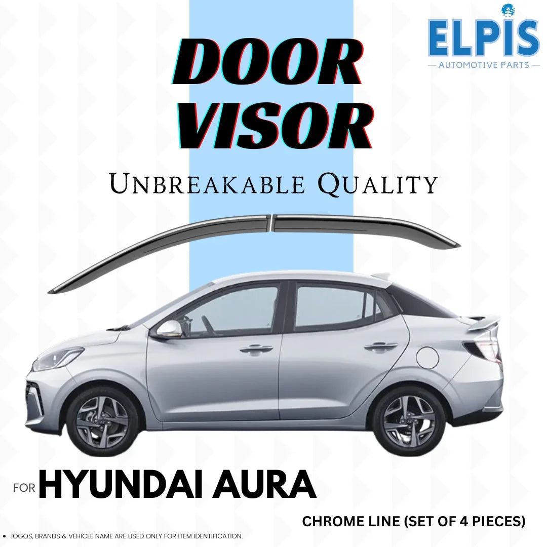 Chrome door visors for Hyundai Aura, unbreakable quality, set of 4 pieces