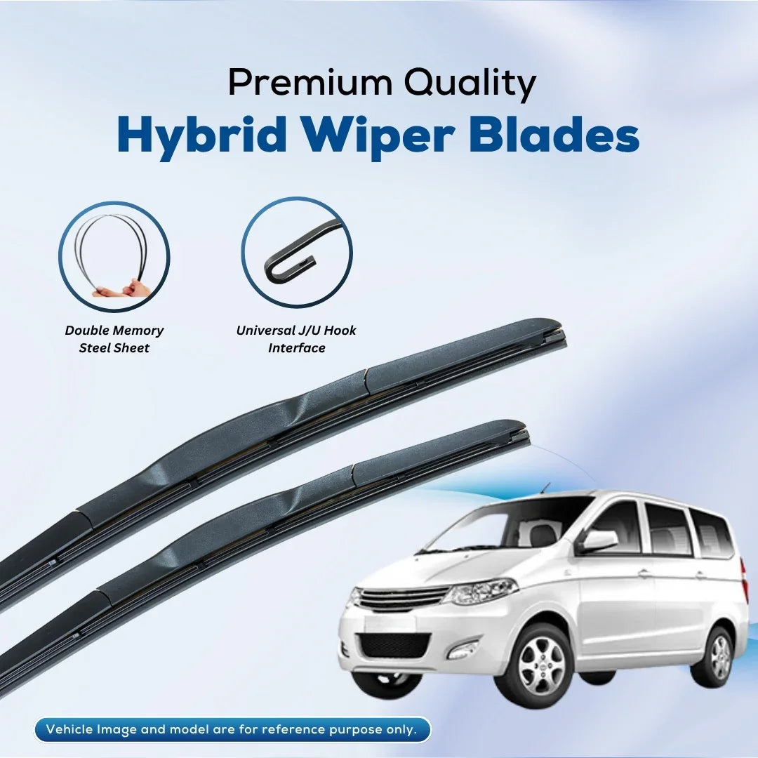 Premium hybrid wiper blades with double memory steel sheet and universal J/U hook interface for cars