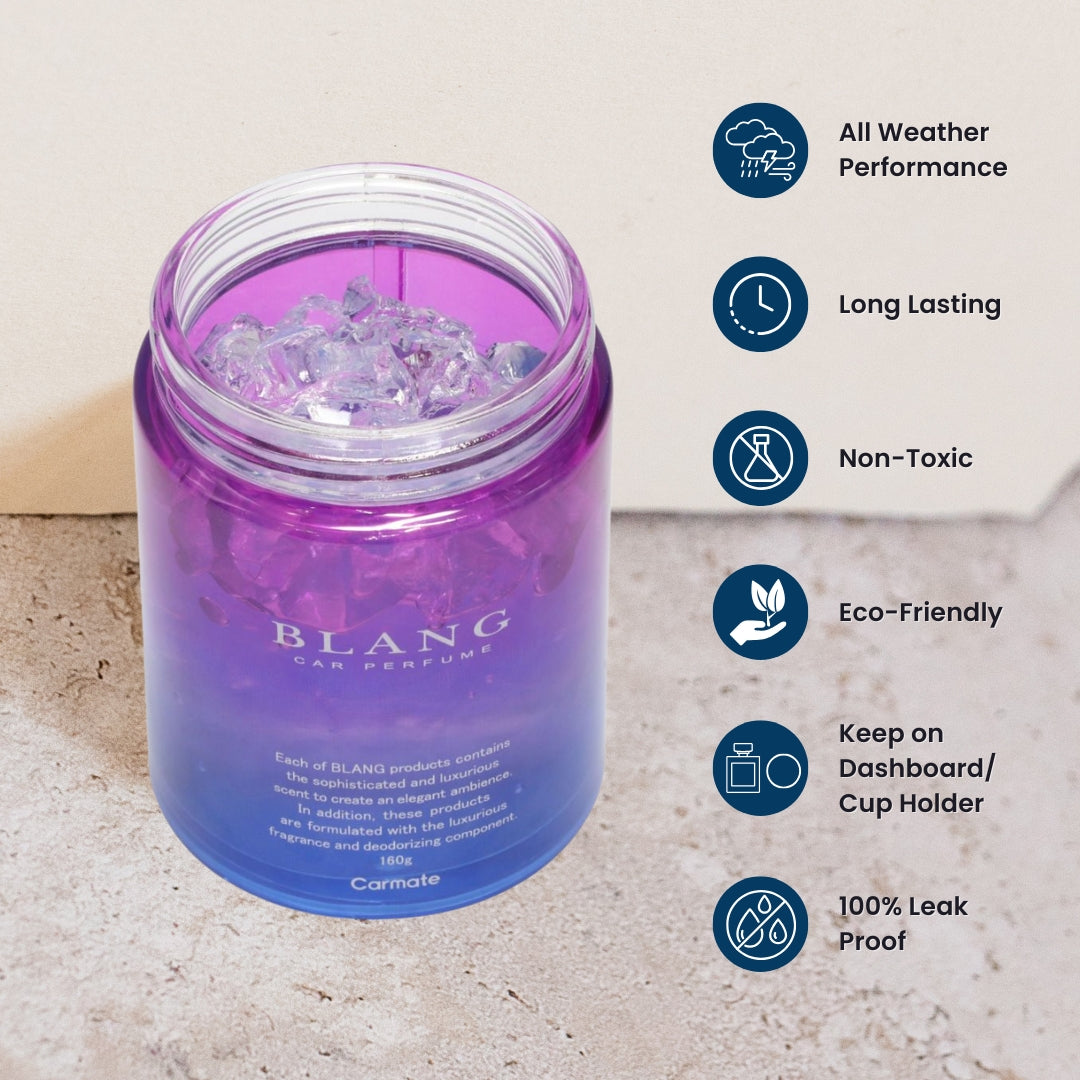 Carmate BLANG Gel Large Car Perfume – White Musk | Luxury Long-Lasting Gel Air Freshener & Deodorizer (160g)
