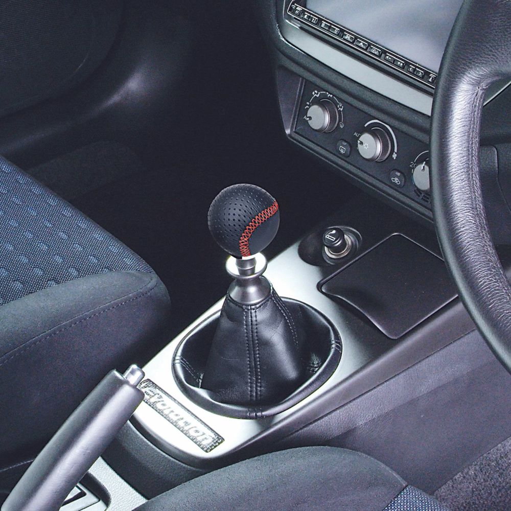 Leather Gear Knob with Red Stitching – Premium Car Interior Upgrade - Elpis Auto