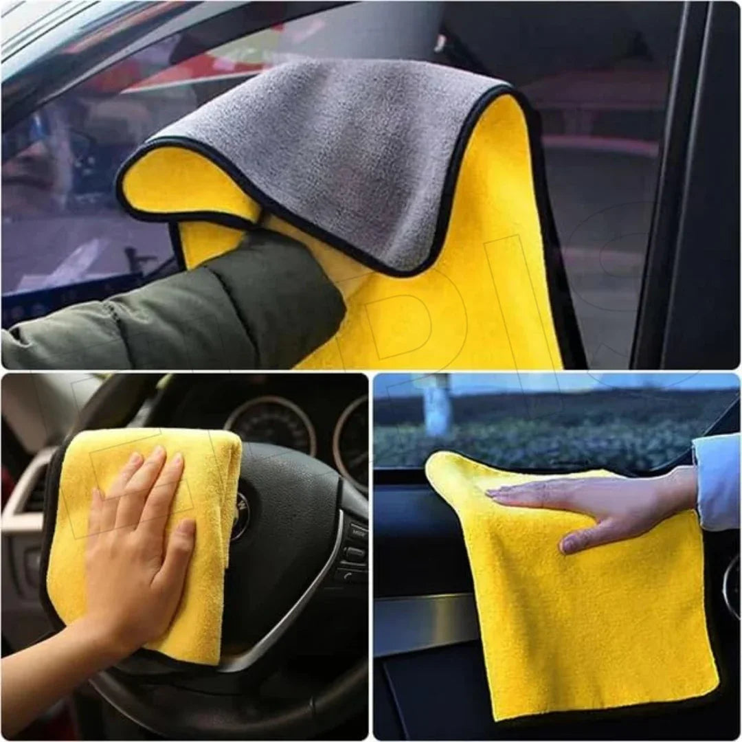 Yellow microfiber car cleaning cloth for dashboard, steering wheel, and windows