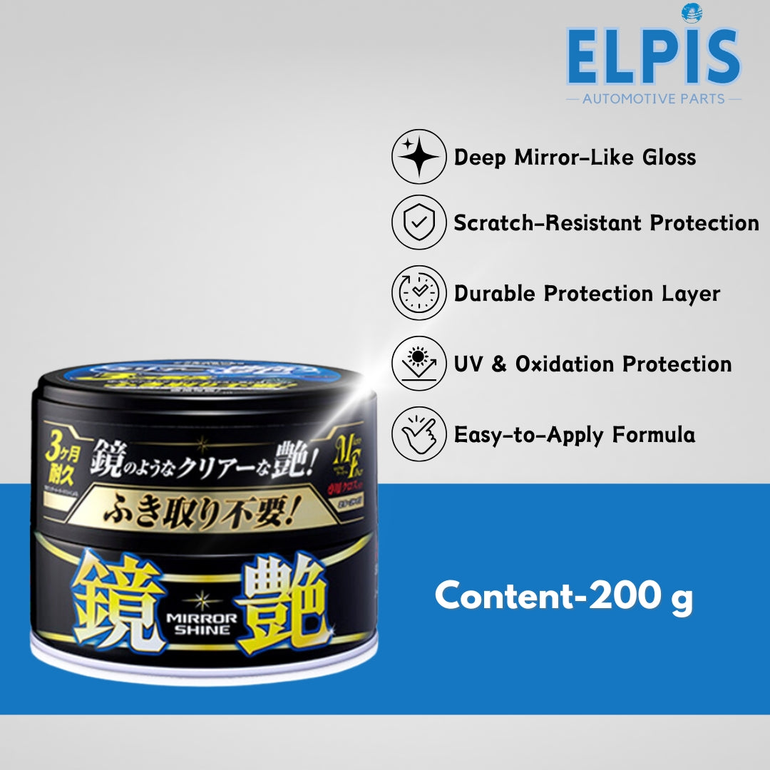 SOFT99 Mirror Shine Dark Wax – 200g, Car Paint Wax for Gloss Enhancement & Protection, Made in Japan