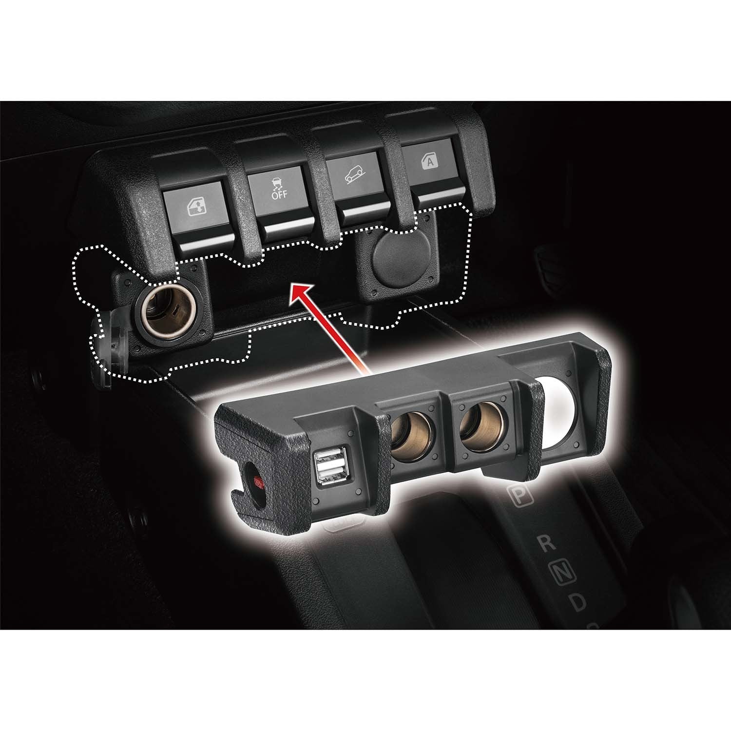 JIMNY- 2 Sockets + 2USB + High power Max Rating 3A- Downlight - Elpis Auto