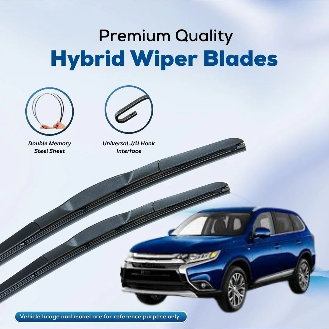 Premium hybrid wiper blades with double memory steel sheet and universal J/U hook for cars