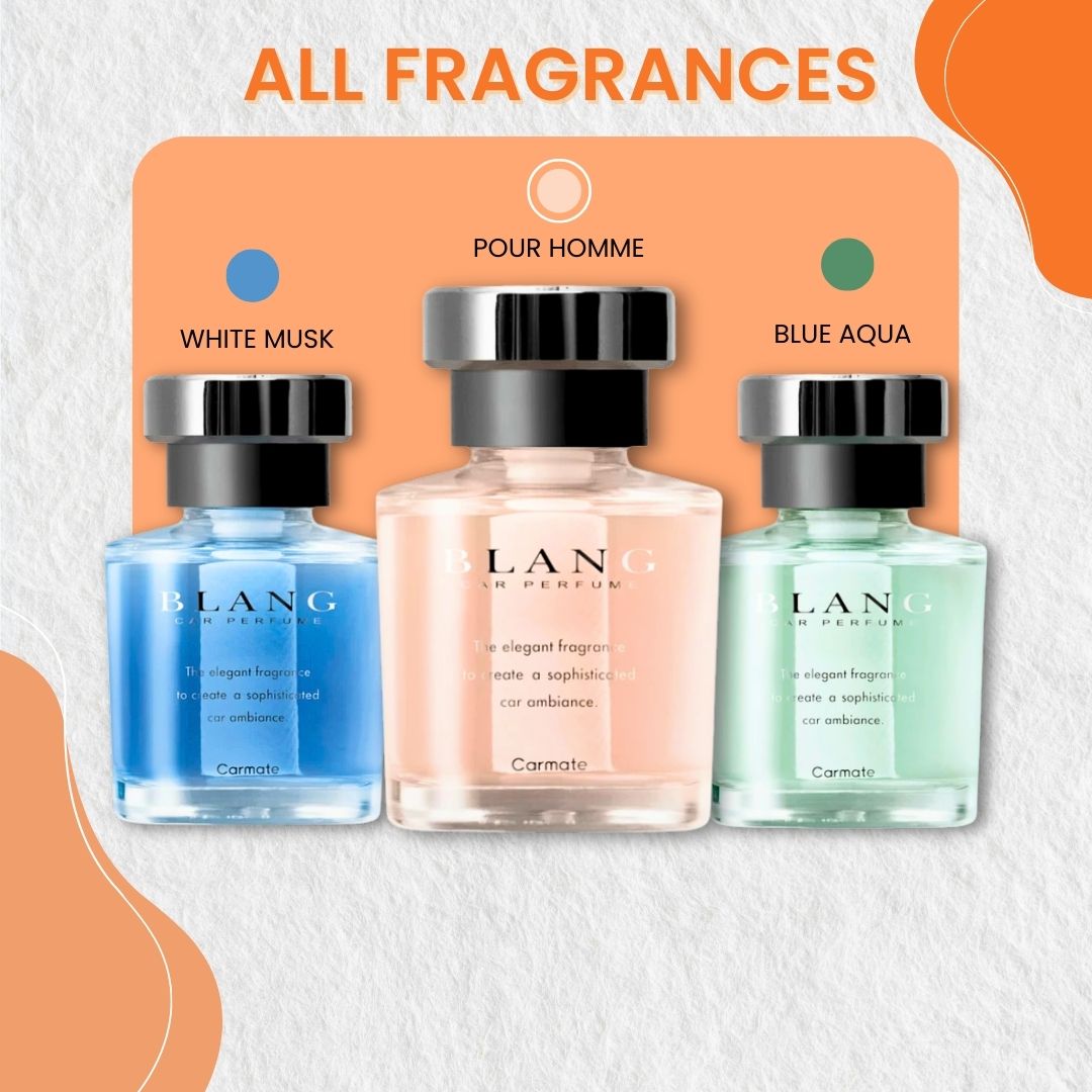 Carmate Blang Liquid Perfume Pour Homme – 70ml Long Lasting Masculine Car Air Freshener, Compact Design for Cup Holder & Dashboard