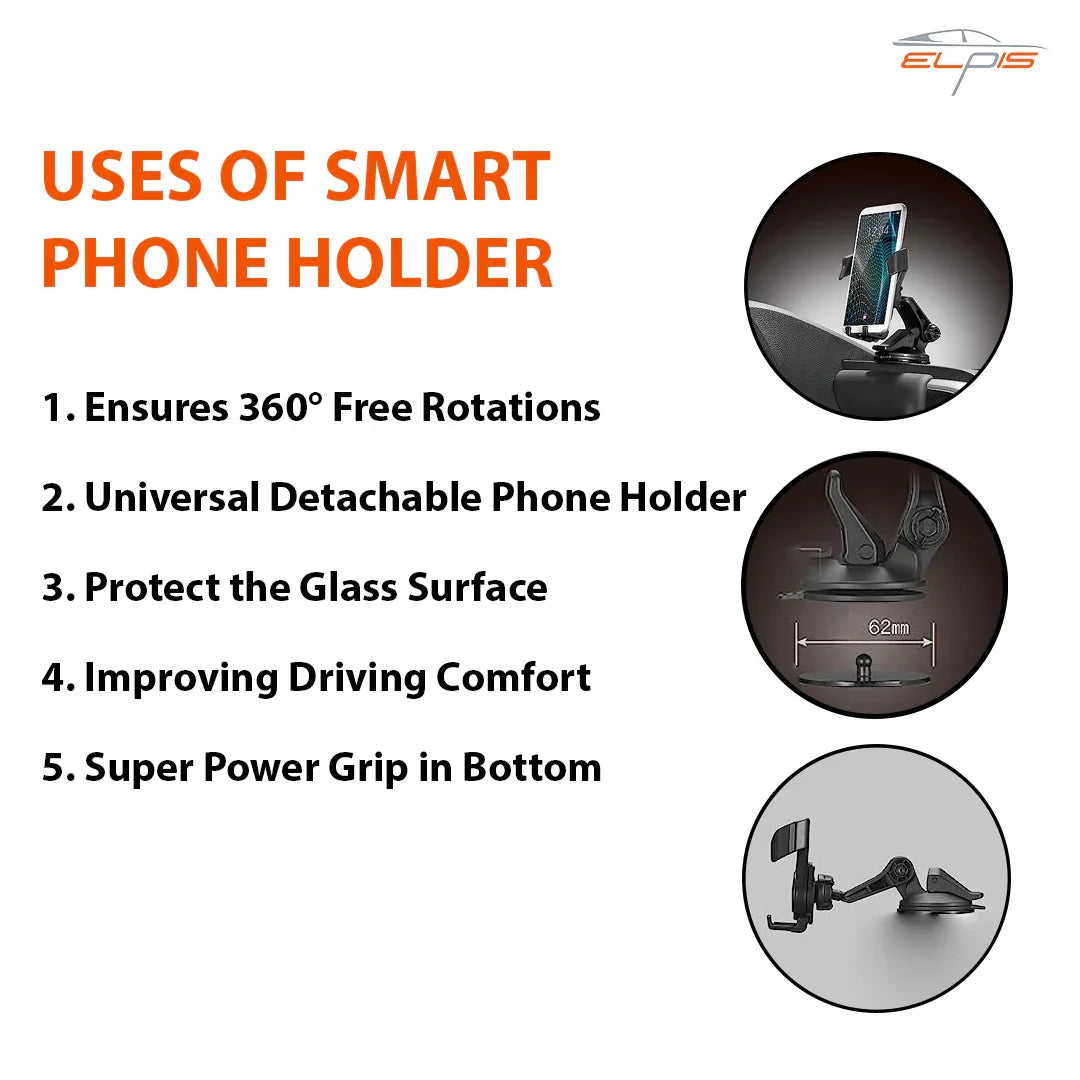Car Smartphone Holder, Black - Elpis Auto