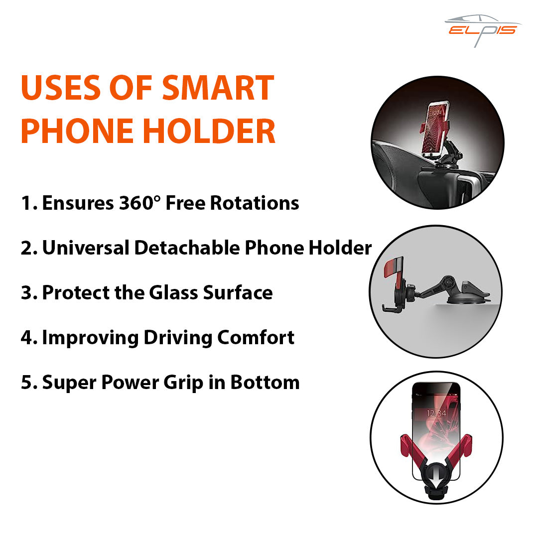 Car Smartphone Holder, Red - Elpis Auto