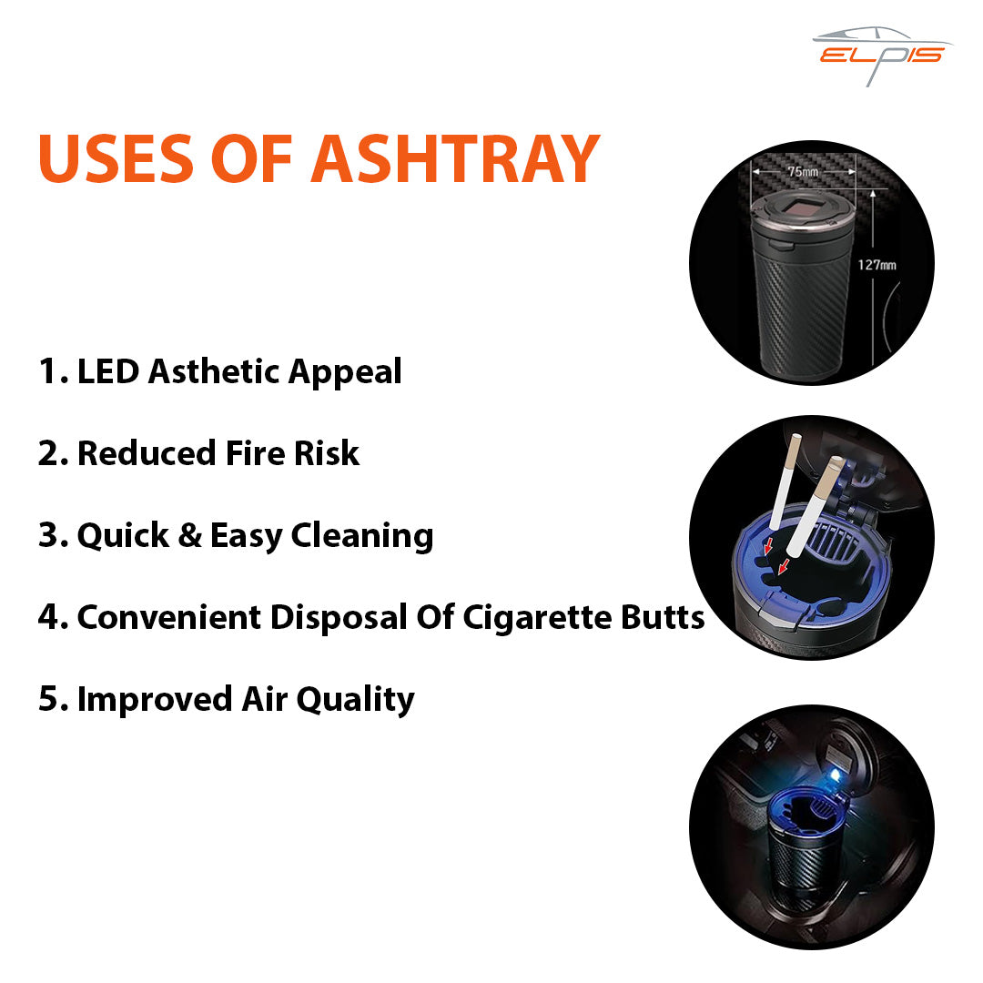 Car Dustbin with Carbon Fiber Finish & Blue LED - Elpis Auto