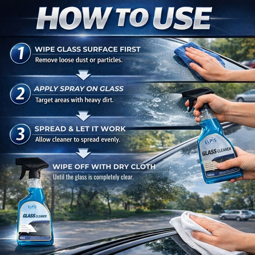 Elpis Glass Cleaner 500ml | Streak-Free Car Window & Windshield Cleaner