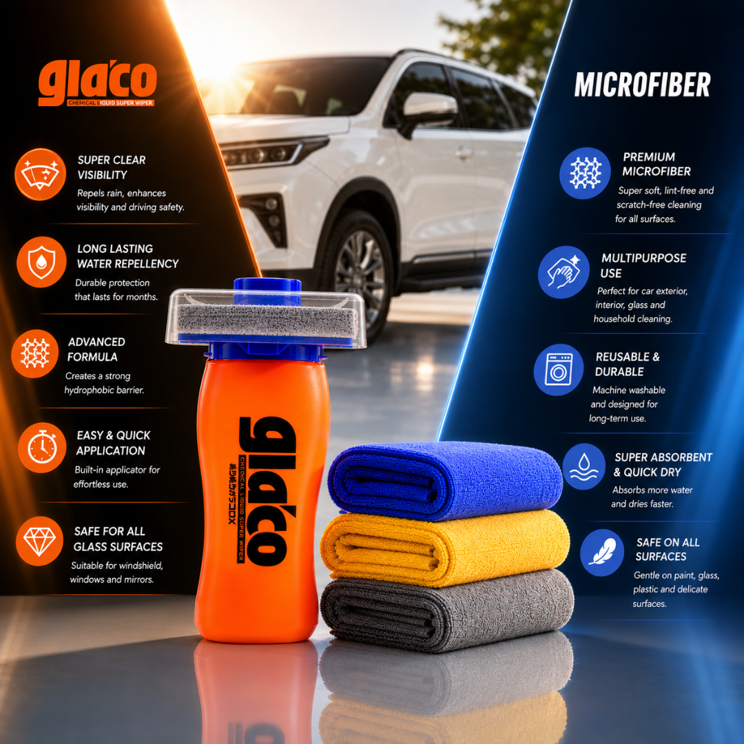 Soft99 Glaco DX + Microfiber Cloth Mansoon care Kit | Rain Repellent Glass Coating