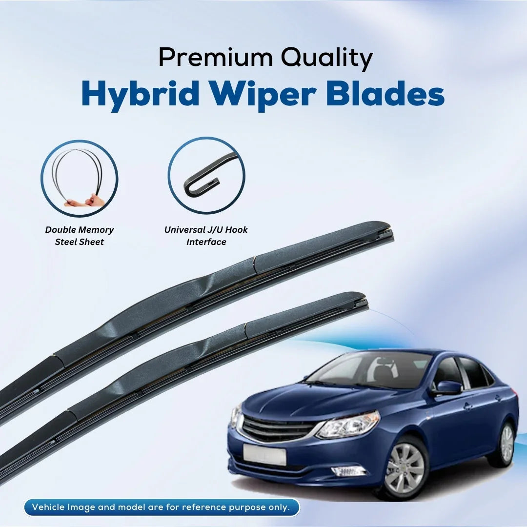 Premium hybrid wiper blades with double memory steel sheet and universal J/U hook for cars