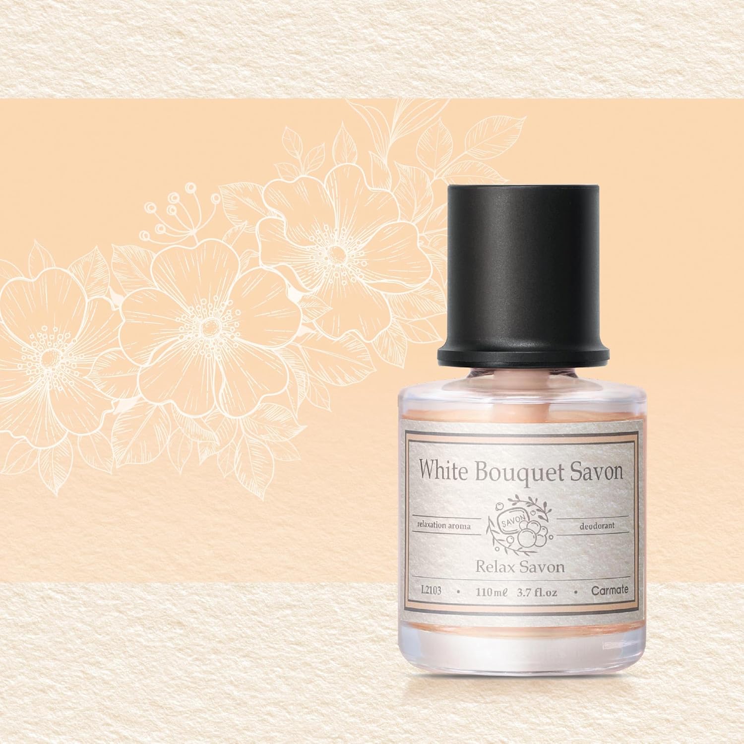 Carmate White Bouquet Savon – Relax Soap Car Air Freshener (110ml, Liquid Type)