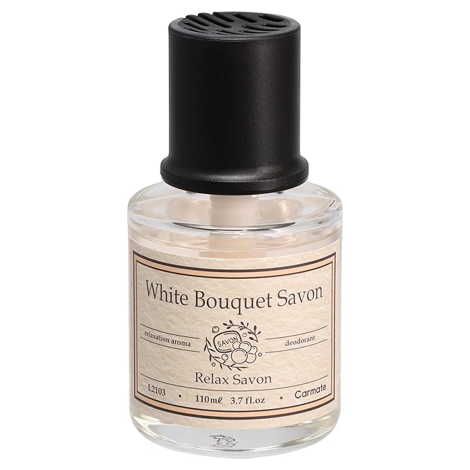 Carmate White Bouquet Savon – Relax Soap Car Air Freshener (110ml, Liquid Type)