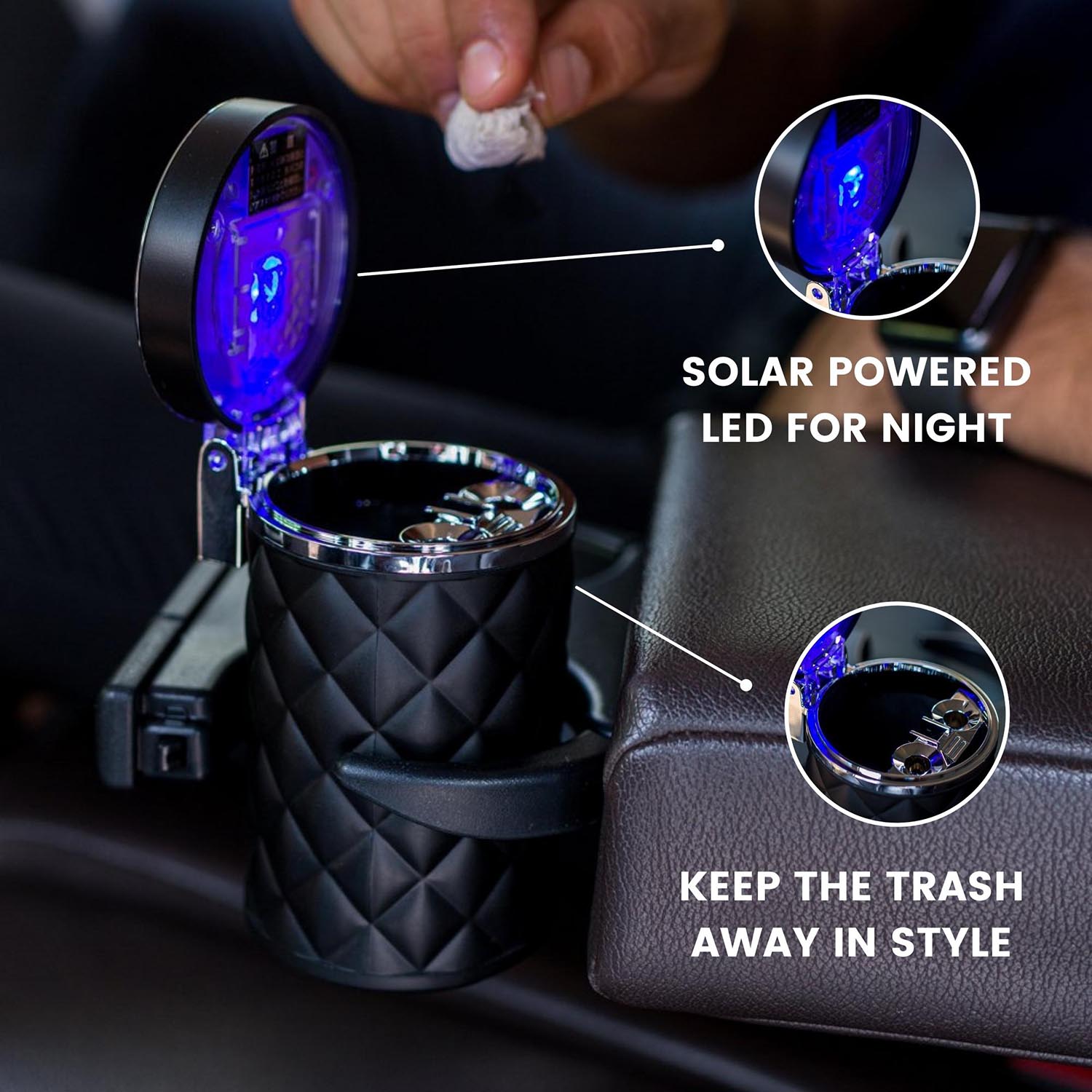 Car dustbin with LED Light - Elpis Auto