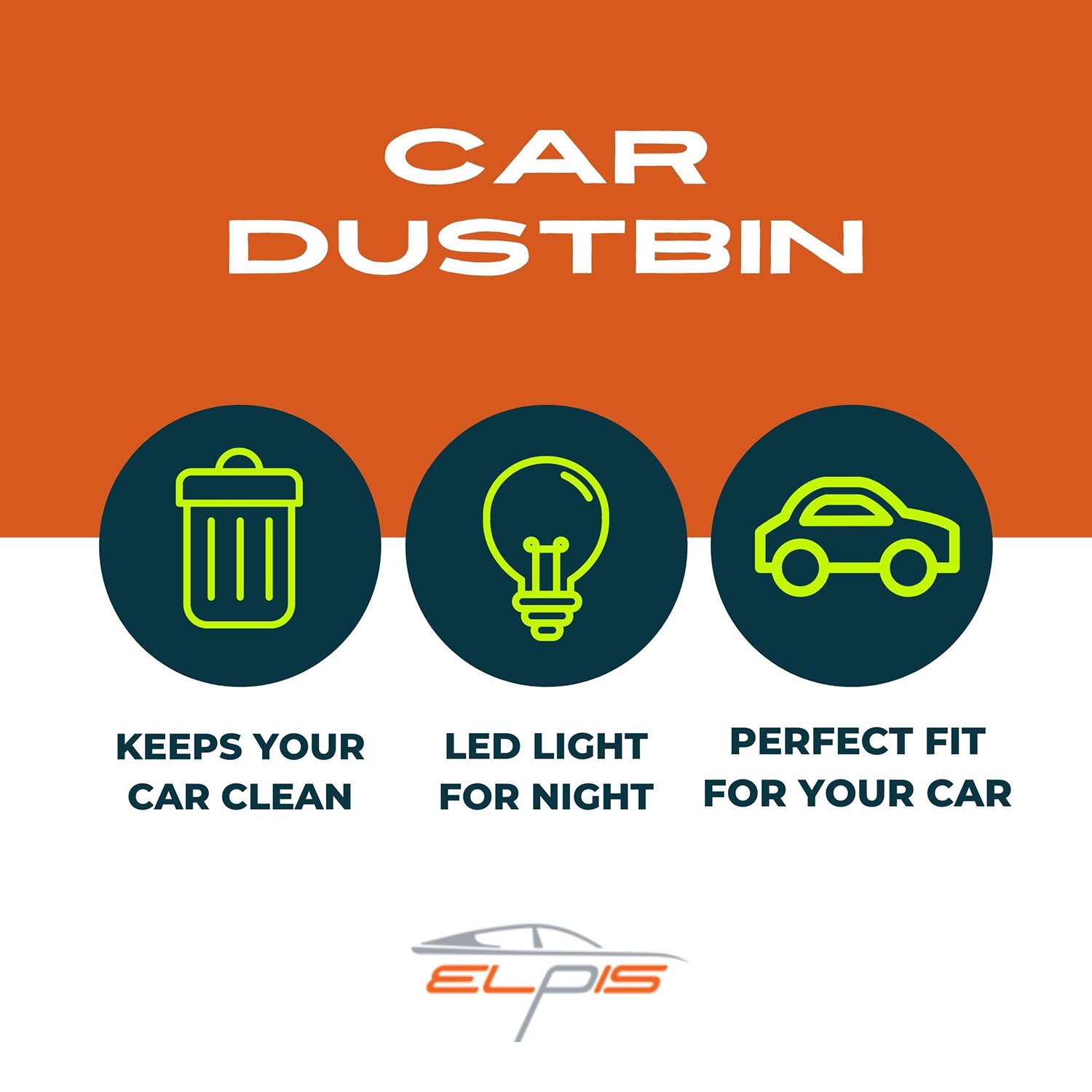 Car dustbin with LED Light - Elpis Auto