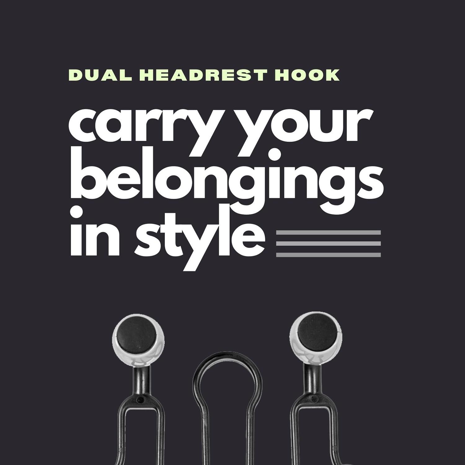 Double Armed Headrest Hook - Elpis Auto