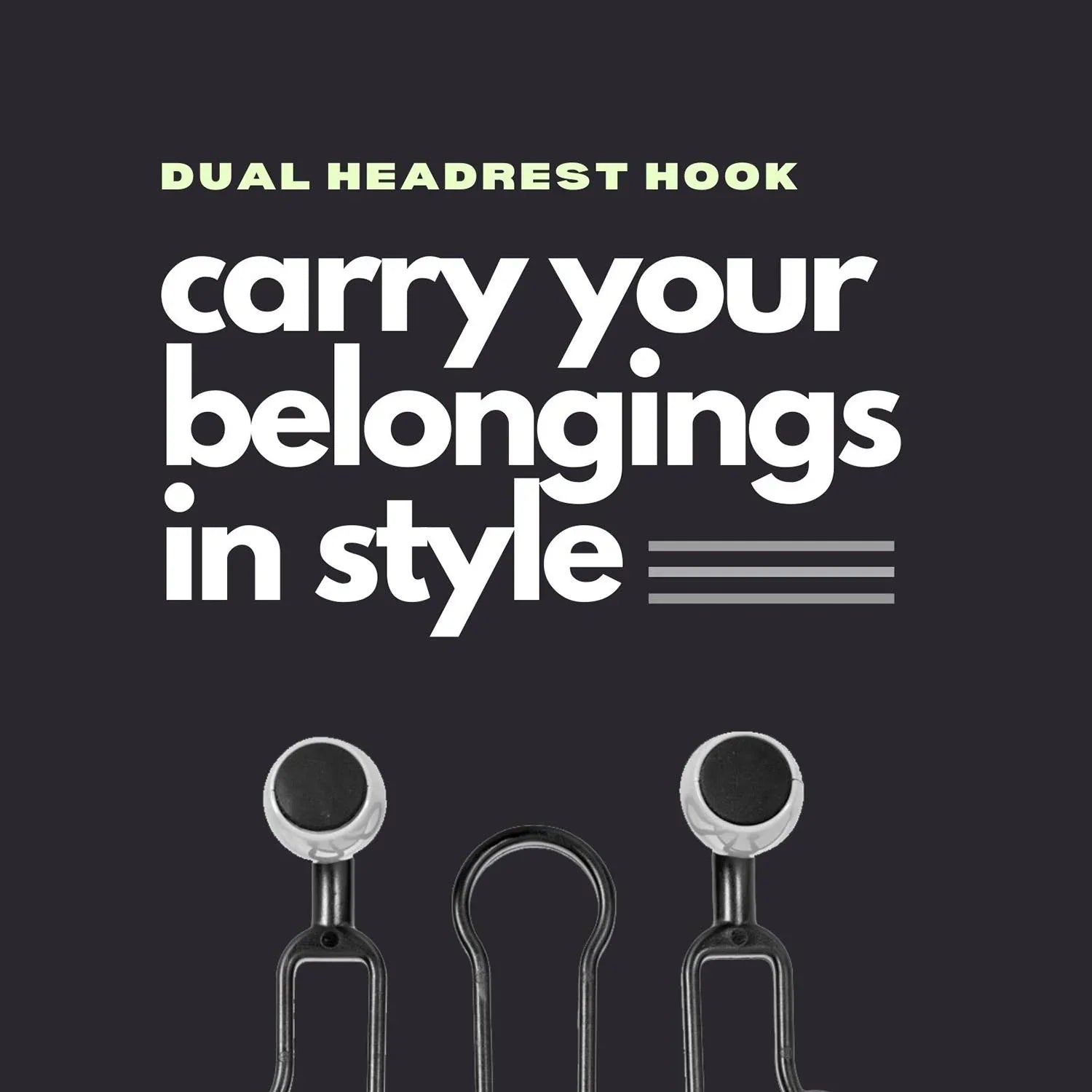 Double Armed Headrest Hook - Elpis Auto