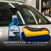 Elpis Glass Cleaner & Microfiber Cloth 600 GSM – Pack of 2