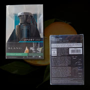 Blang Sport Citrus Musk car air freshener with carbon texture, liquid type for dashboard use