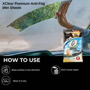Carmate XCLEAR Premium Anti-Fog Wet Wipes for Car Windshields & Windows | 3-Layer Anti-Fog Sheets | Cleans Dirt, Pollen & Oil | Pack of 12