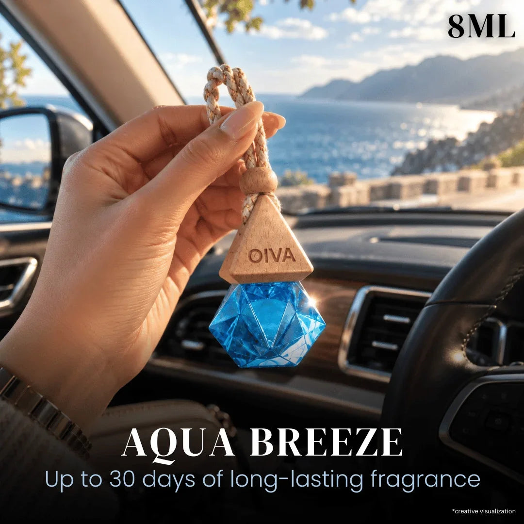 OIVA Delta Series car hanging perfume Aqua Breeze – mess-free jute rope hanging design
