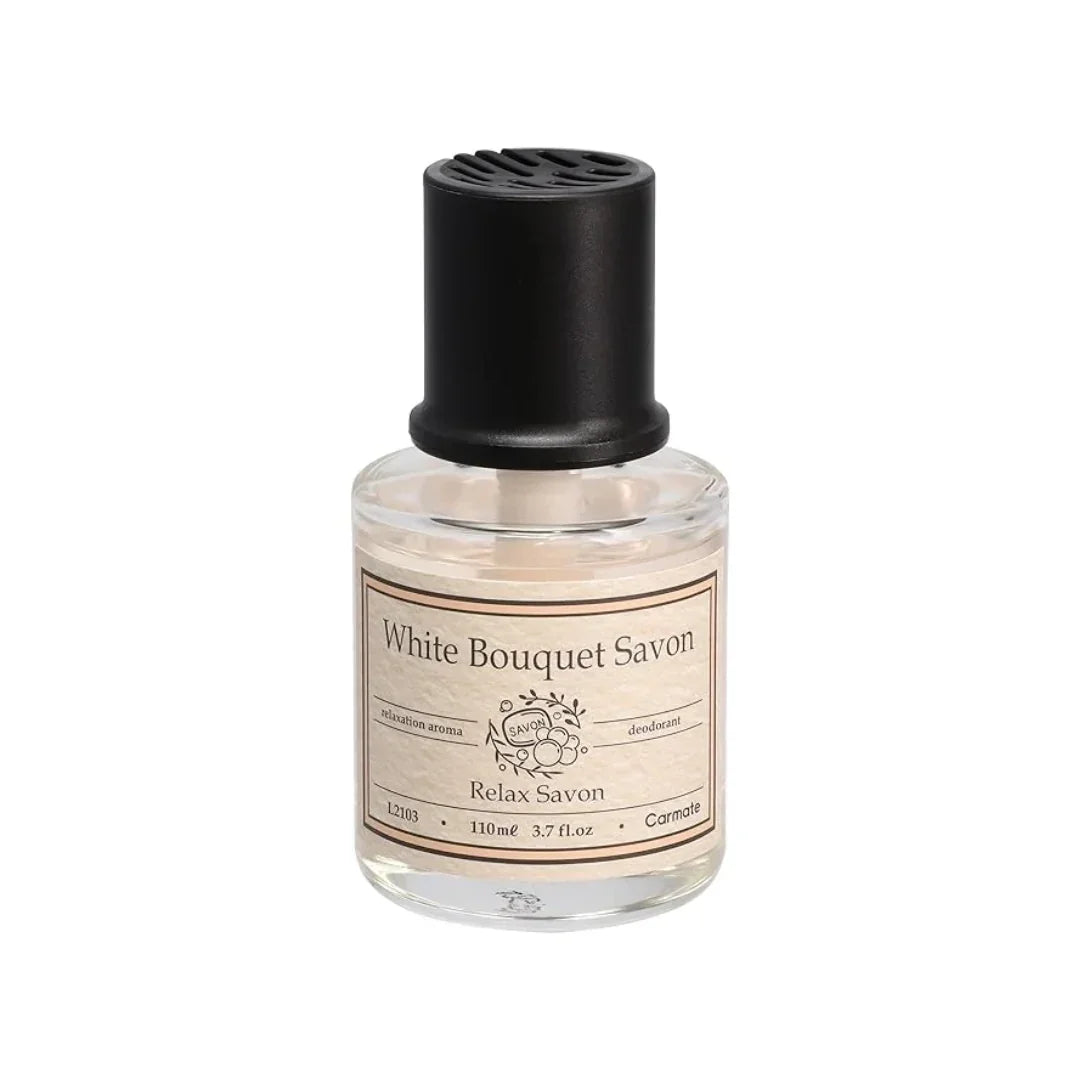 Carmate White Bouquet Savon – Relax Soap Car Air Freshener (110ml, Liquid Type)