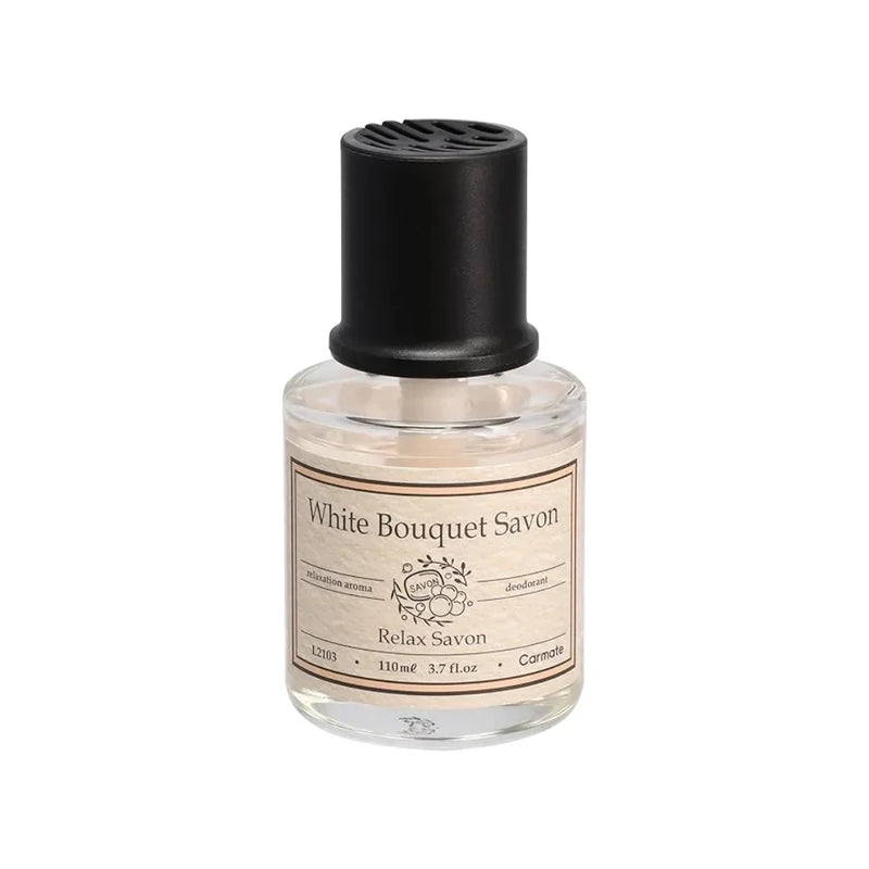 Carmate White Bouquet Savon – Relax Soap Car Air Freshener (110ml, Liquid Type)