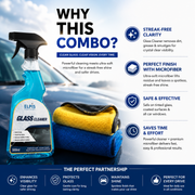 Elpis Glass Cleaner & Microfiber Cloth 800 GSM – Pack of 2