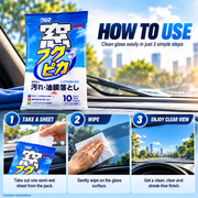 SOFT99 Glass Cleaning Wipe Anti-Fog – 10 Sheets | Car Glass Cleaner & Anti-Fog Wipes