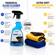 Elpis Glass Cleaner & Microfiber Cloth 800 GSM – Pack of 2