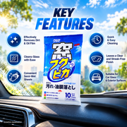 SOFT99 Glass Cleaning Wipe Anti-Fog – 10 Sheets | Car Glass Cleaner & Anti-Fog Wipes