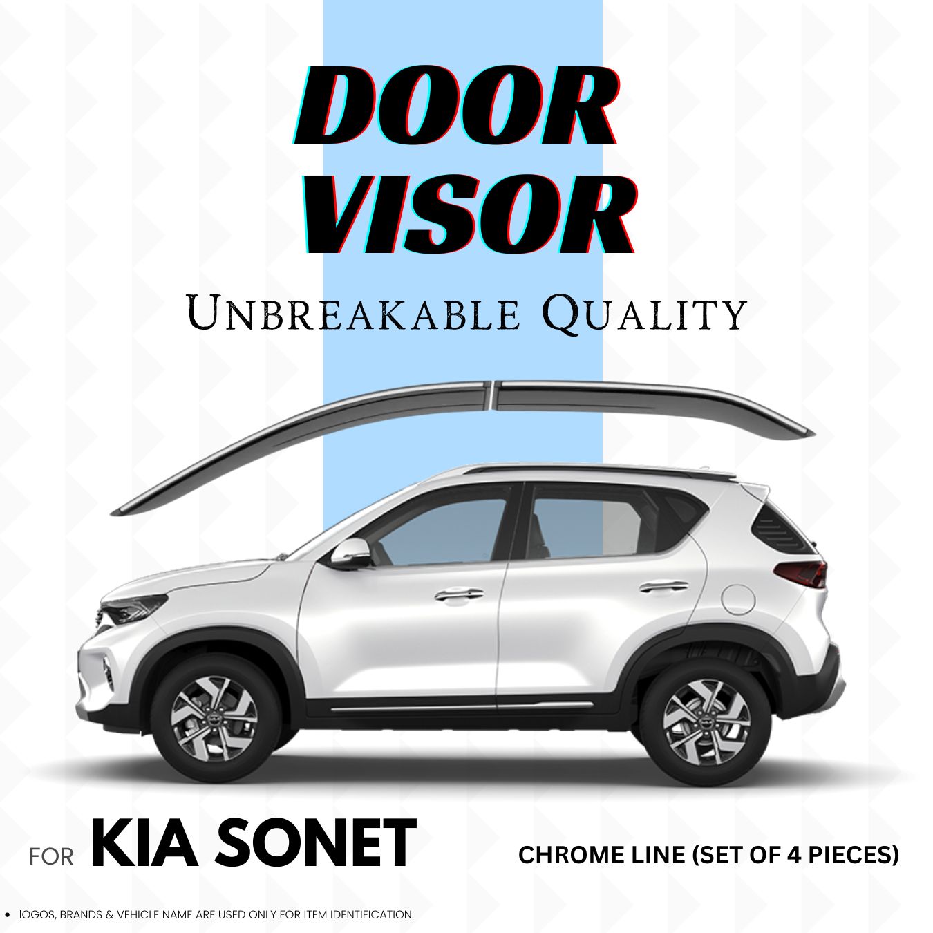 DOOR VISOR CHROME FOR KIA SONET  (2024 ONWARDS) SET OF 4