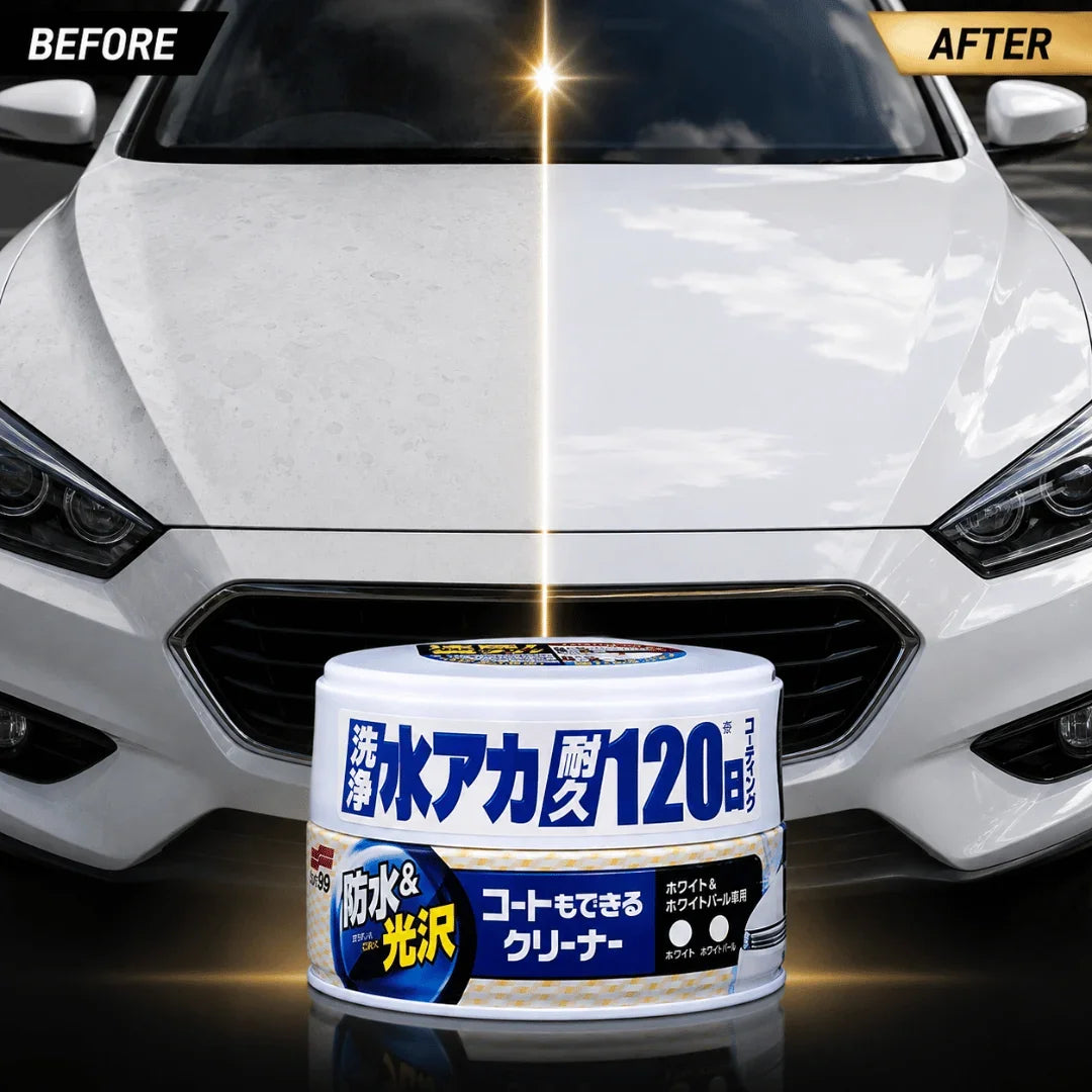 Soft99 Coating & Cleaning Wax – For White & Pearl White Cars | All-in-One Cleaner, Polish & Protective Wax | Hydrophobic Shine with 120-Day Durability