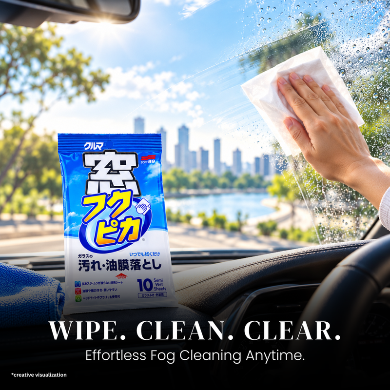 SOFT99 Glass Cleaning Wipe Anti-Fog – 10 Sheets | Car Glass Cleaner & Anti-Fog Wipes